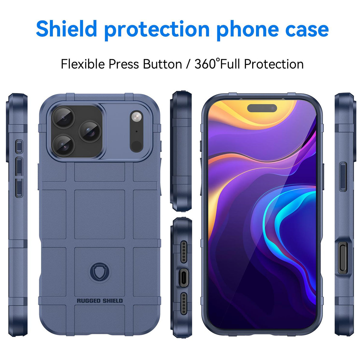 For iPhone 18 Pro Max Full Coverage Shockproof TPU Phone Case - Blue - EDA006555912B
