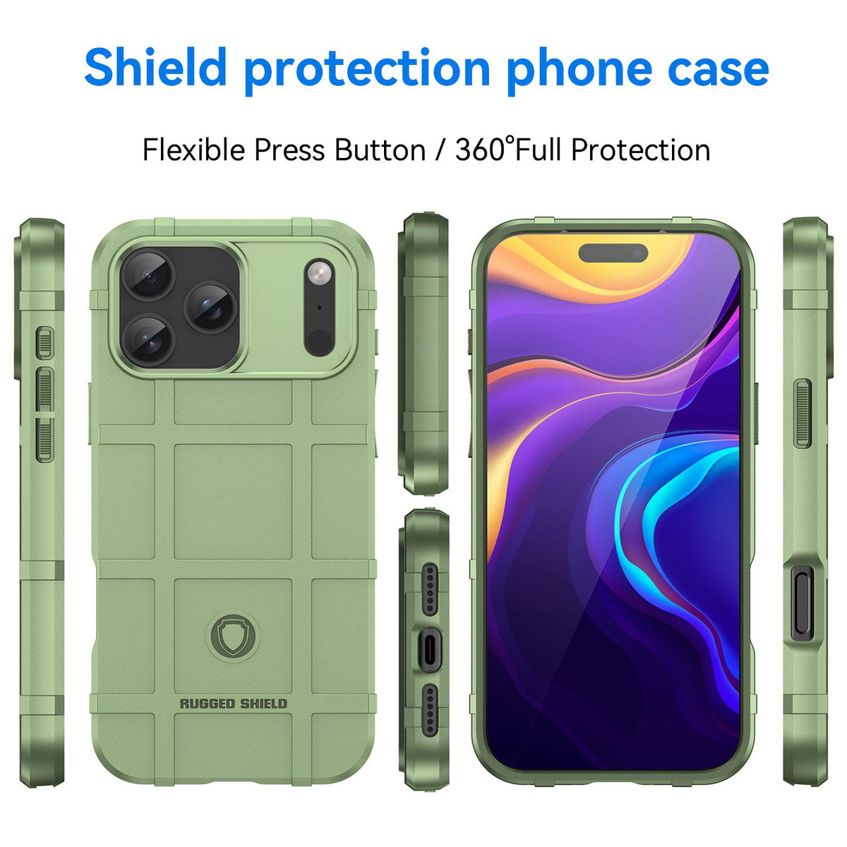For iPhone 18 Pro Max Full Coverage Shockproof TPU Phone Case - Green - EDA006555912C