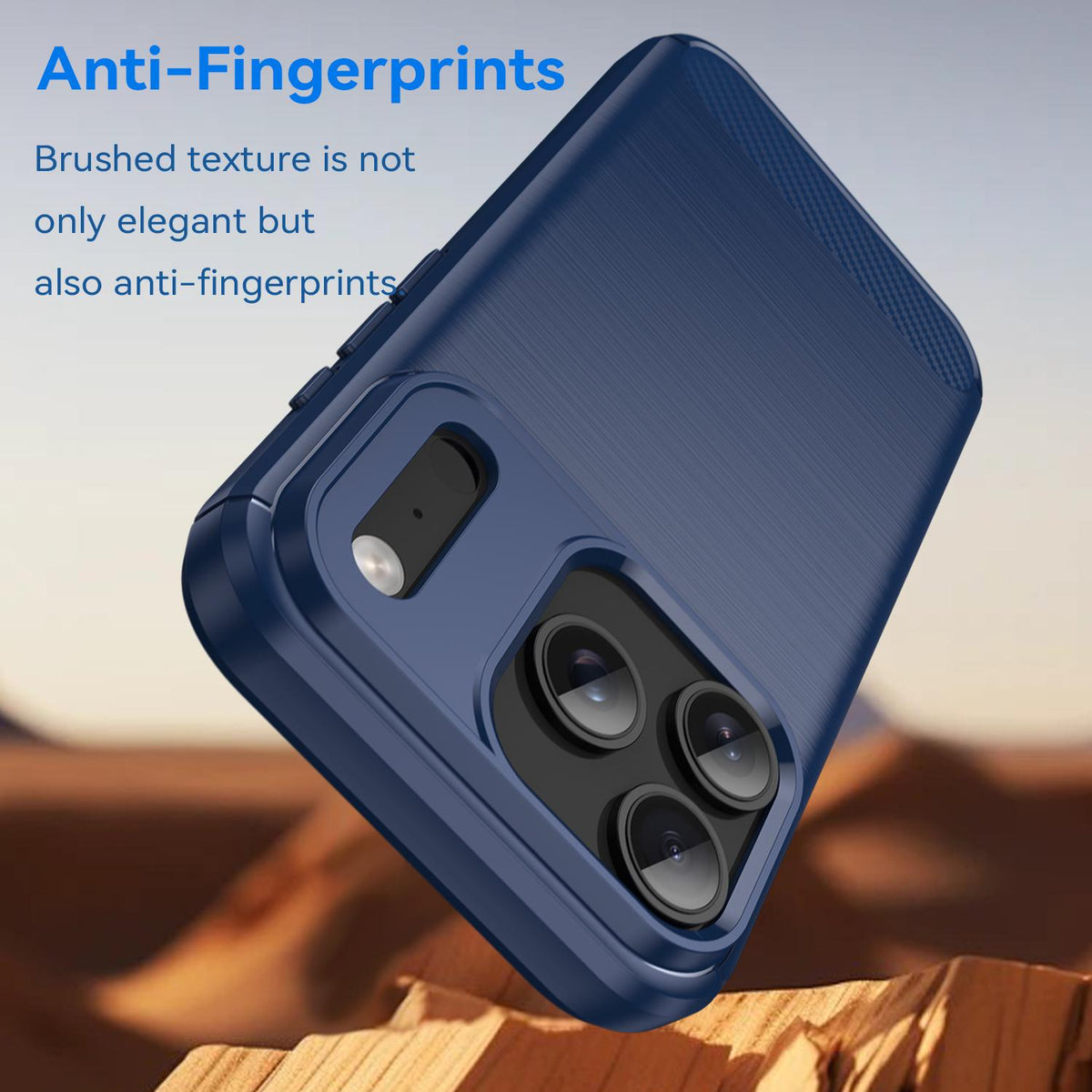 For iPhone 18 Pro Brushed Texture Carbon Fiber TPU Phone Case - Blue - EDA006556211A