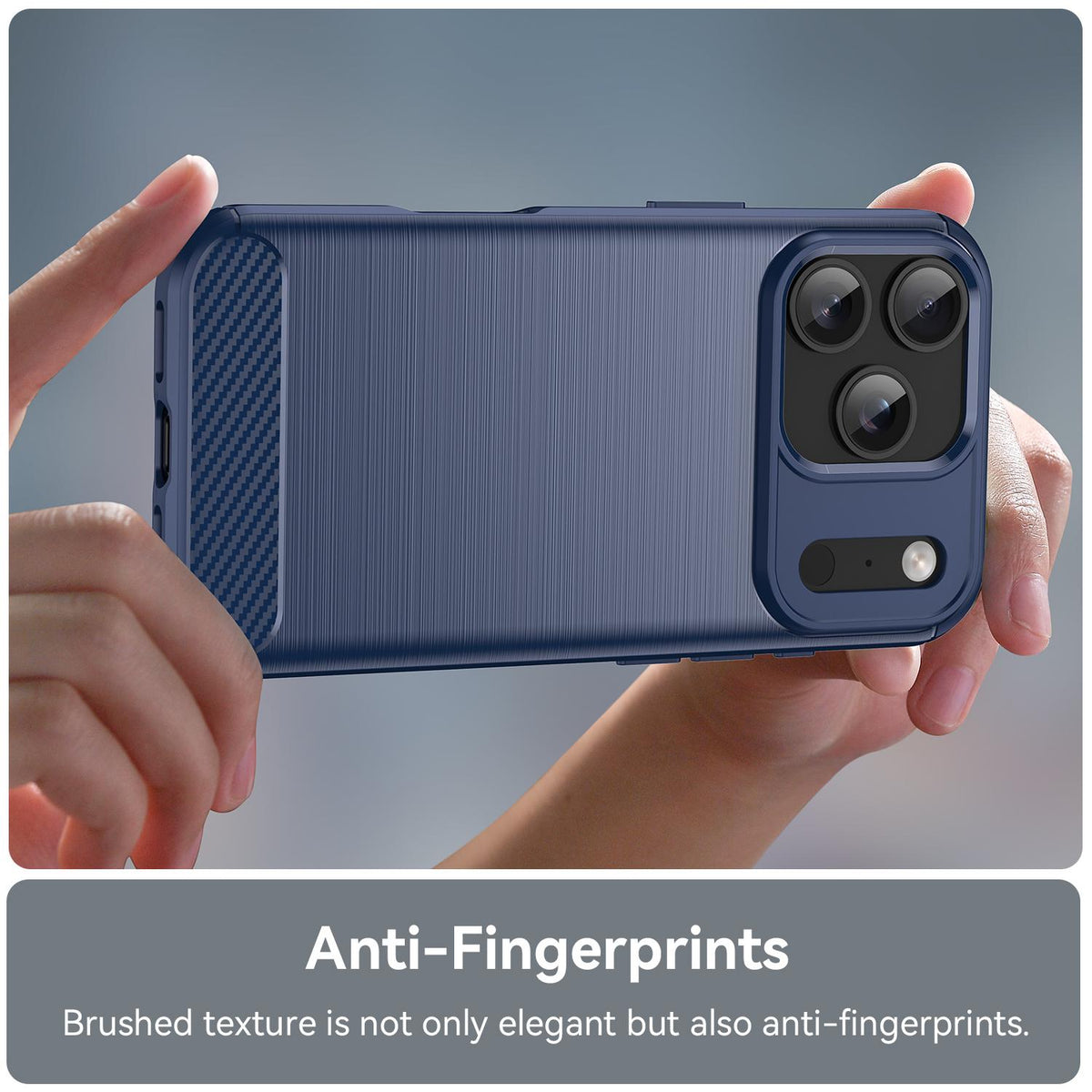 For iPhone 18 Pro Brushed Texture Carbon Fiber TPU Phone Case - Blue - EDA006556211A