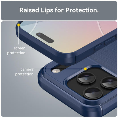 For iPhone 18 Pro Brushed Texture Carbon Fiber TPU Phone Case - Blue - EDA006556211A