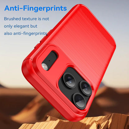 For iPhone 18 Pro Brushed Texture Carbon Fiber TPU Phone Case - Red - EDA006556211B