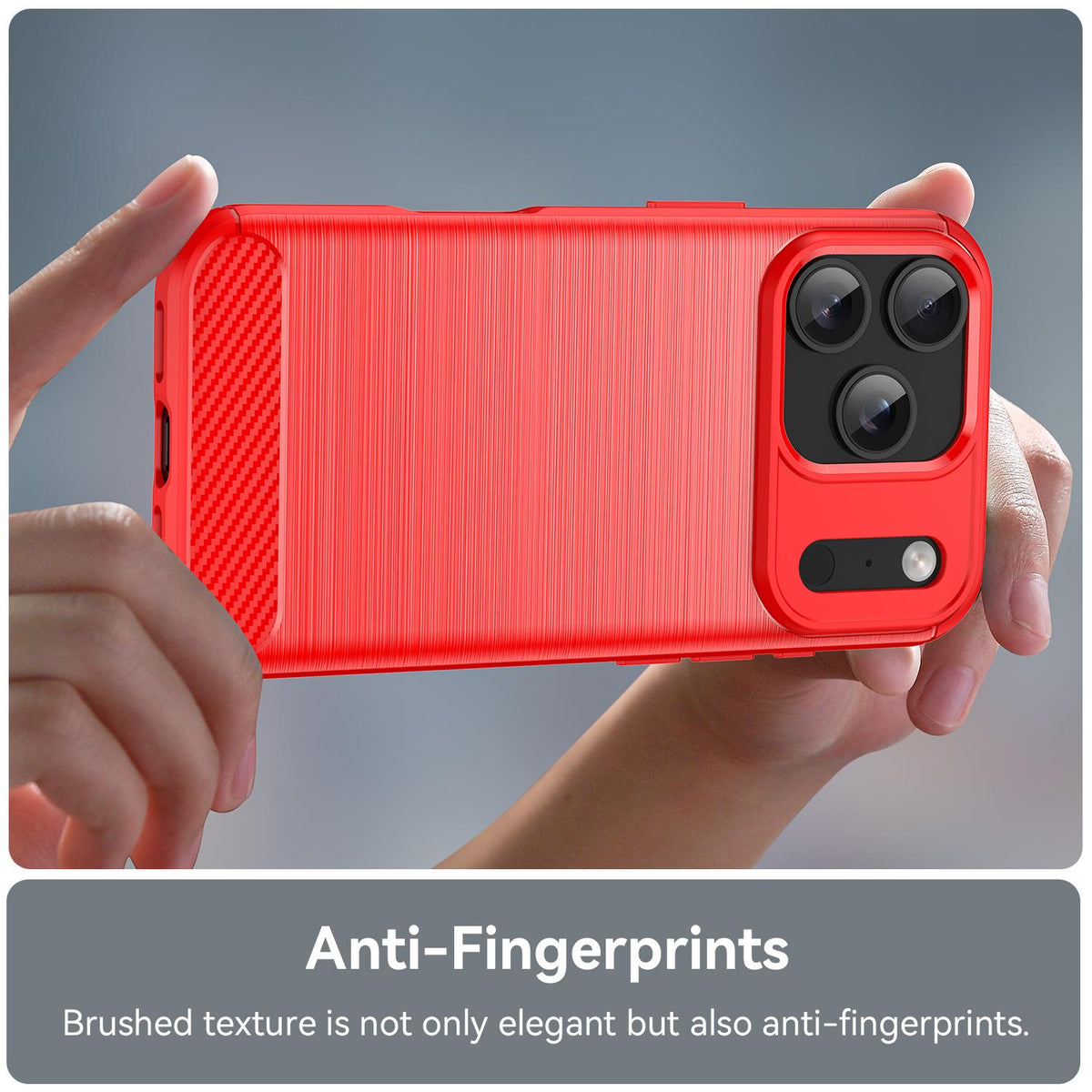 For iPhone 18 Pro Brushed Texture Carbon Fiber TPU Phone Case - Red - EDA006556211B