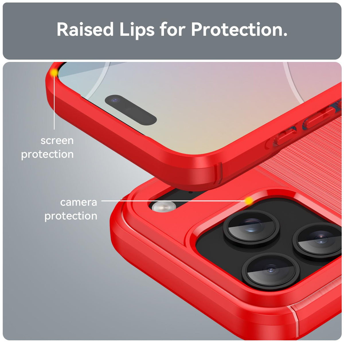 For iPhone 18 Pro Brushed Texture Carbon Fiber TPU Phone Case - Red - EDA006556211B
