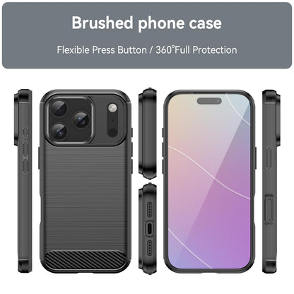 For iPhone 18 Pro Brushed Texture Carbon Fiber TPU Phone Case - Black - EDA006556211C