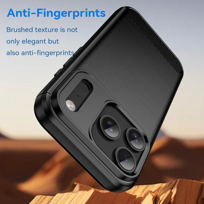 For iPhone 18 Pro Brushed Texture Carbon Fiber TPU Phone Case - Black - EDA006556211C