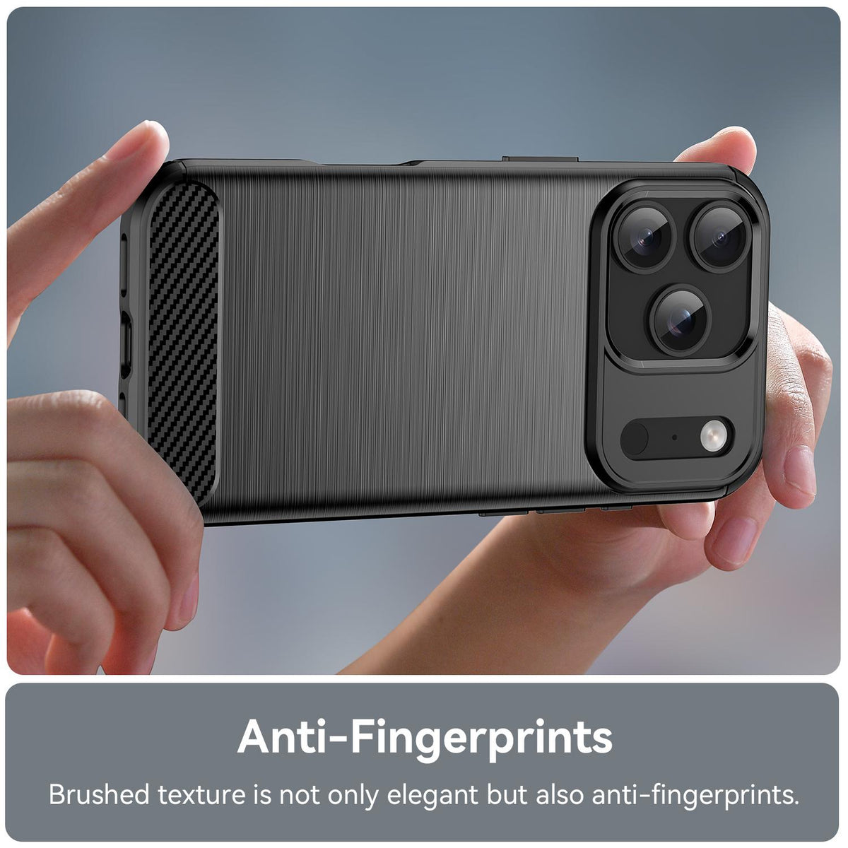 For iPhone 18 Pro Brushed Texture Carbon Fiber TPU Phone Case - Black - EDA006556211C