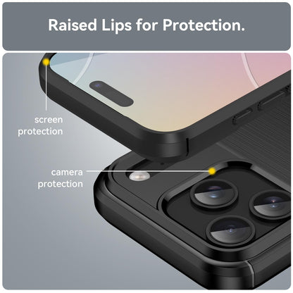 For iPhone 18 Pro Brushed Texture Carbon Fiber TPU Phone Case - Black - EDA006556211C
