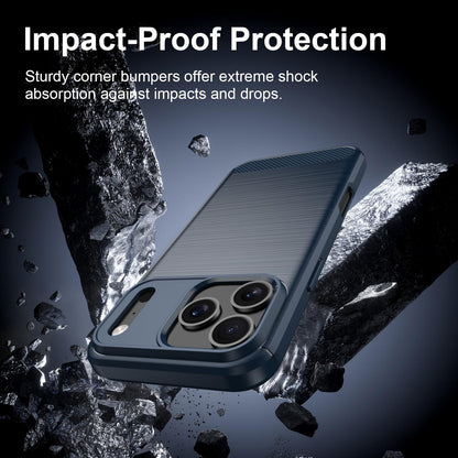 For iPhone 18 Pro Max Brushed Texture Carbon Fiber TPU Phone Case - Blue - EDA006556212A
