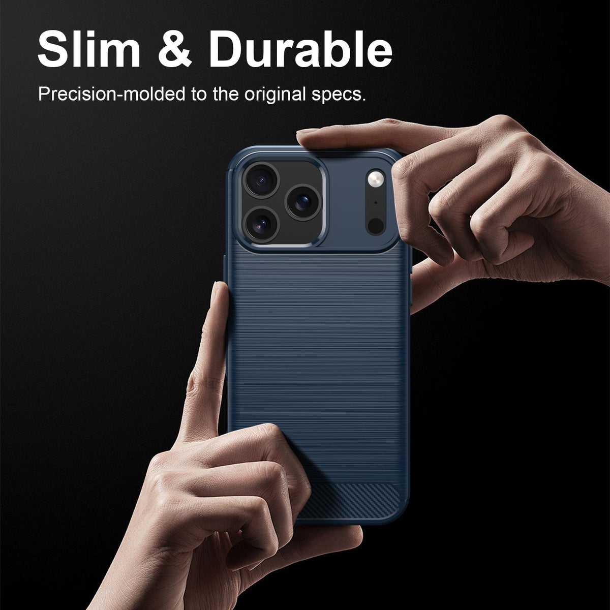 For iPhone 18 Pro Max Brushed Texture Carbon Fiber TPU Phone Case - Blue - EDA006556212A