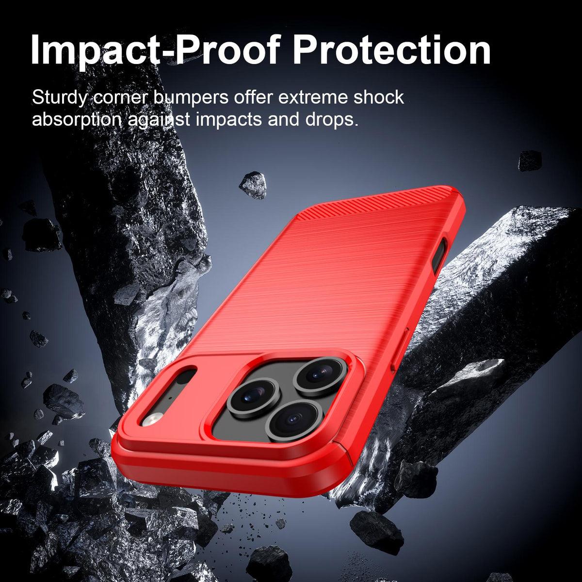 For iPhone 18 Pro Max Brushed Texture Carbon Fiber TPU Phone Case - Red - EDA006556212B