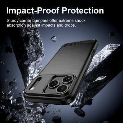For iPhone 18 Pro Max Brushed Texture Carbon Fiber TPU Phone Case - Black - EDA006556212C