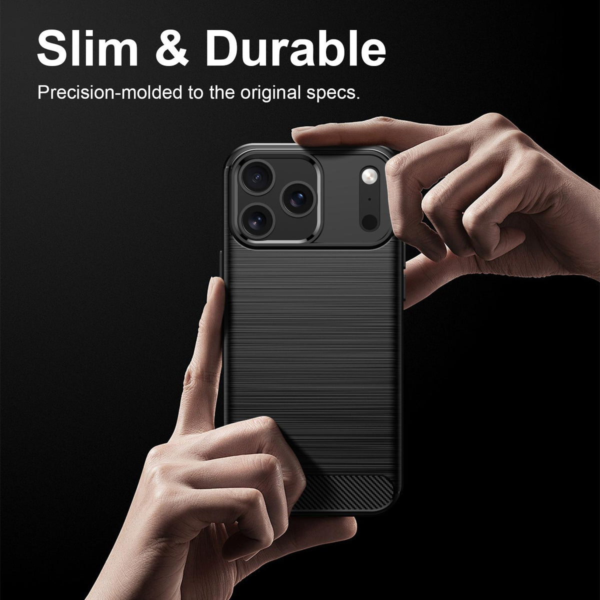For iPhone 18 Pro Max Brushed Texture Carbon Fiber TPU Phone Case - Black - EDA006556212C