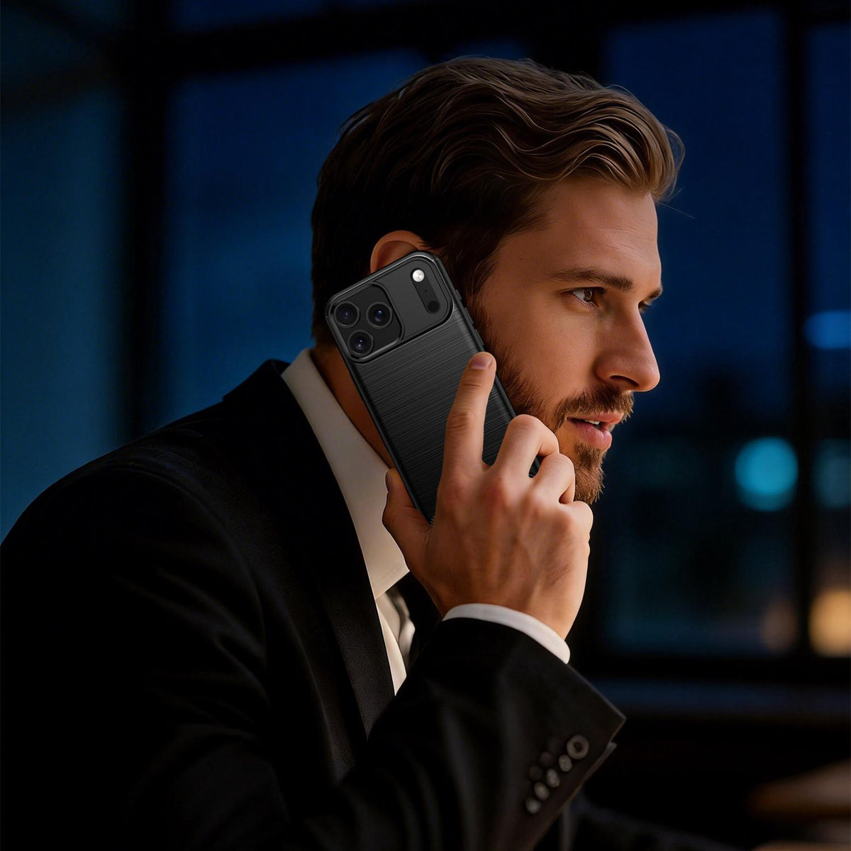 For iPhone 18 Pro Max Brushed Texture Carbon Fiber TPU Phone Case - Black - EDA006556212C
