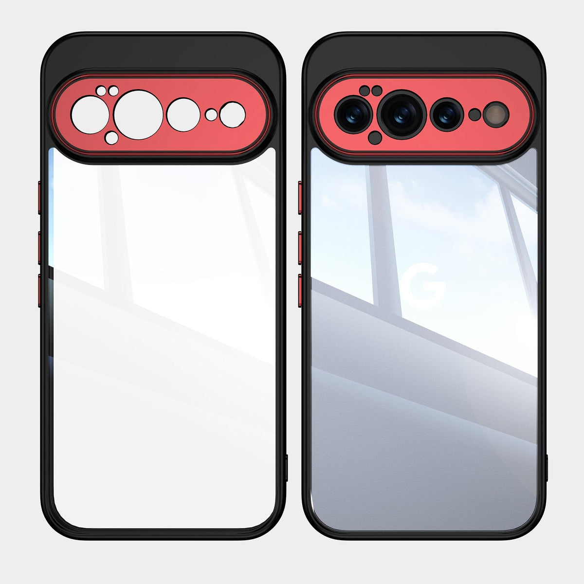For Google Pixel 11 Acrylic Hybrid TPU Armor Shockproof Phone Case - Black Red - EDA006560606B