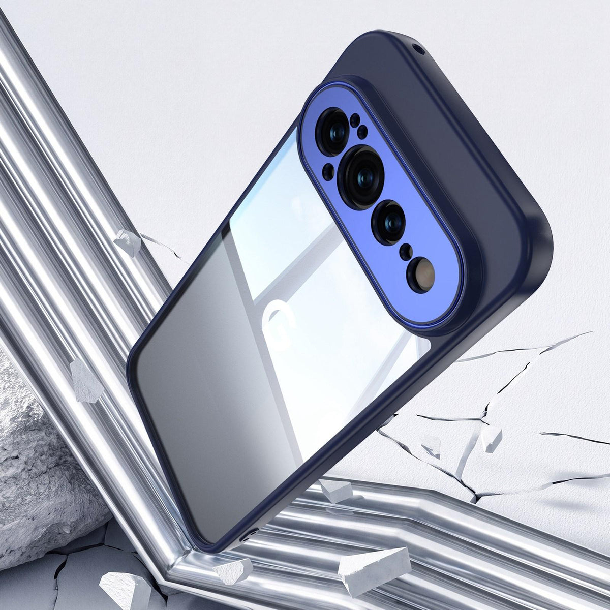 For Google Pixel 11 Acrylic Hybrid TPU Armor Shockproof Phone Case - Blue - EDA006560606E