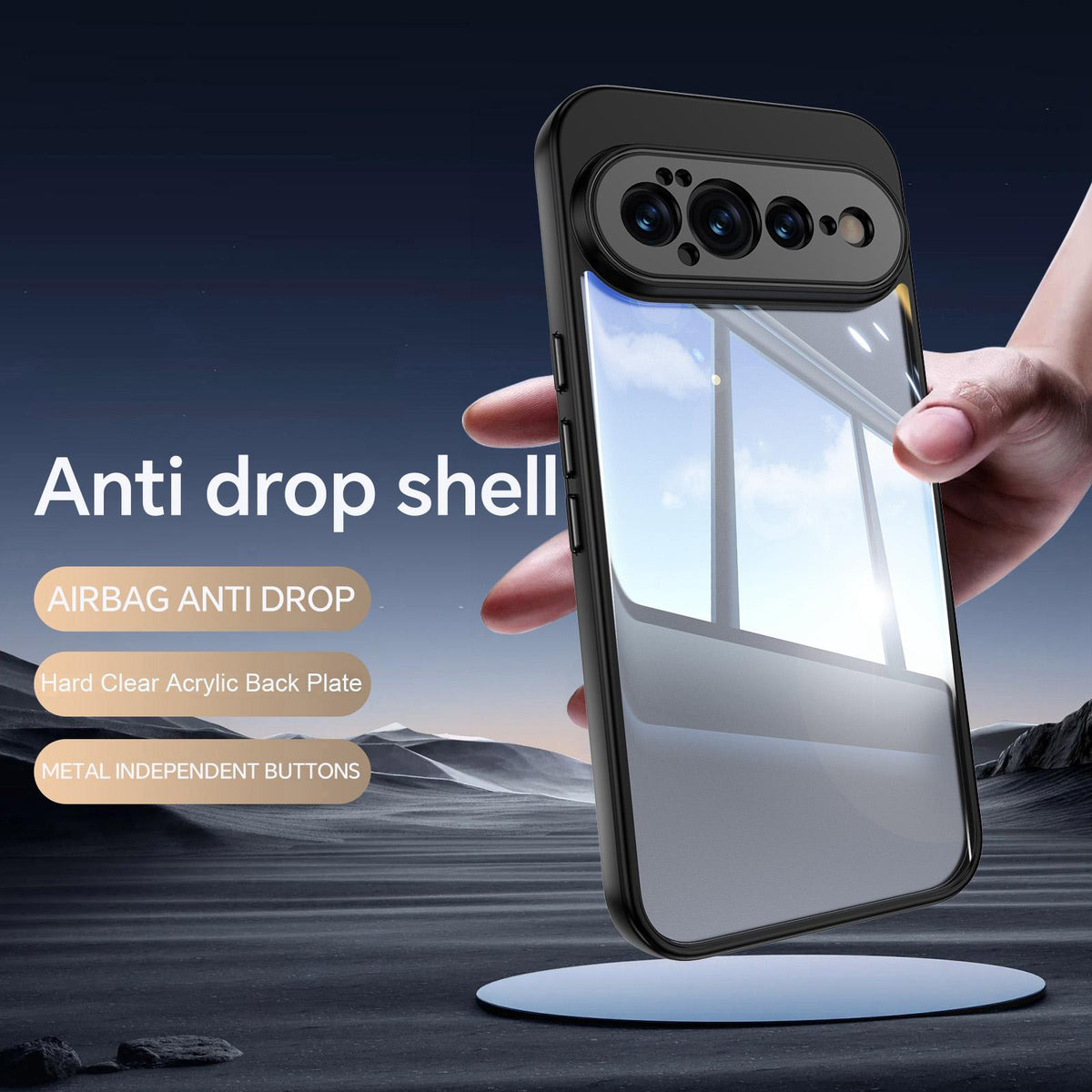 For Google Pixel 11 Pro Acrylic Hybrid TPU Armor Shockproof Phone Case - Black - EDA006560607A