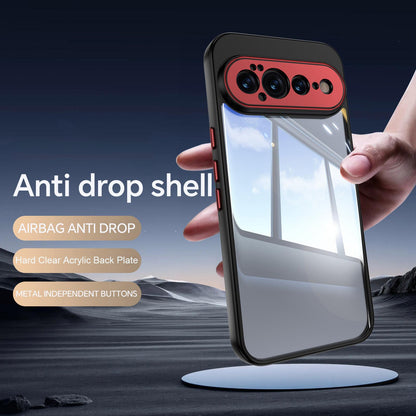 For Google Pixel 11 Pro Acrylic Hybrid TPU Armor Shockproof Phone Case - Black Red - EDA006560607B