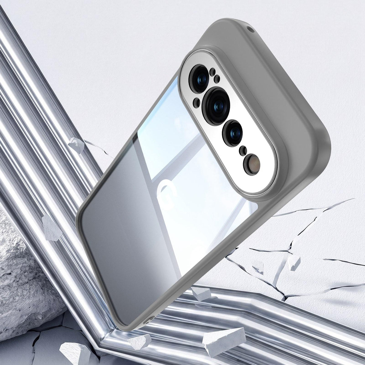 For Google Pixel 11 Pro Acrylic Hybrid TPU Armor Shockproof Phone Case - Grey - EDA006560607D