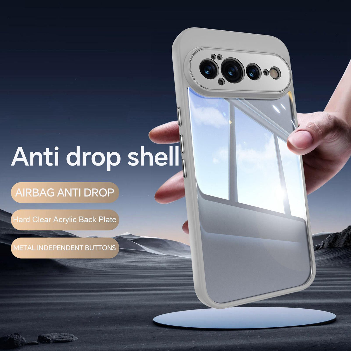 For Google Pixel 11 Pro Acrylic Hybrid TPU Armor Shockproof Phone Case - Grey - EDA006560607D