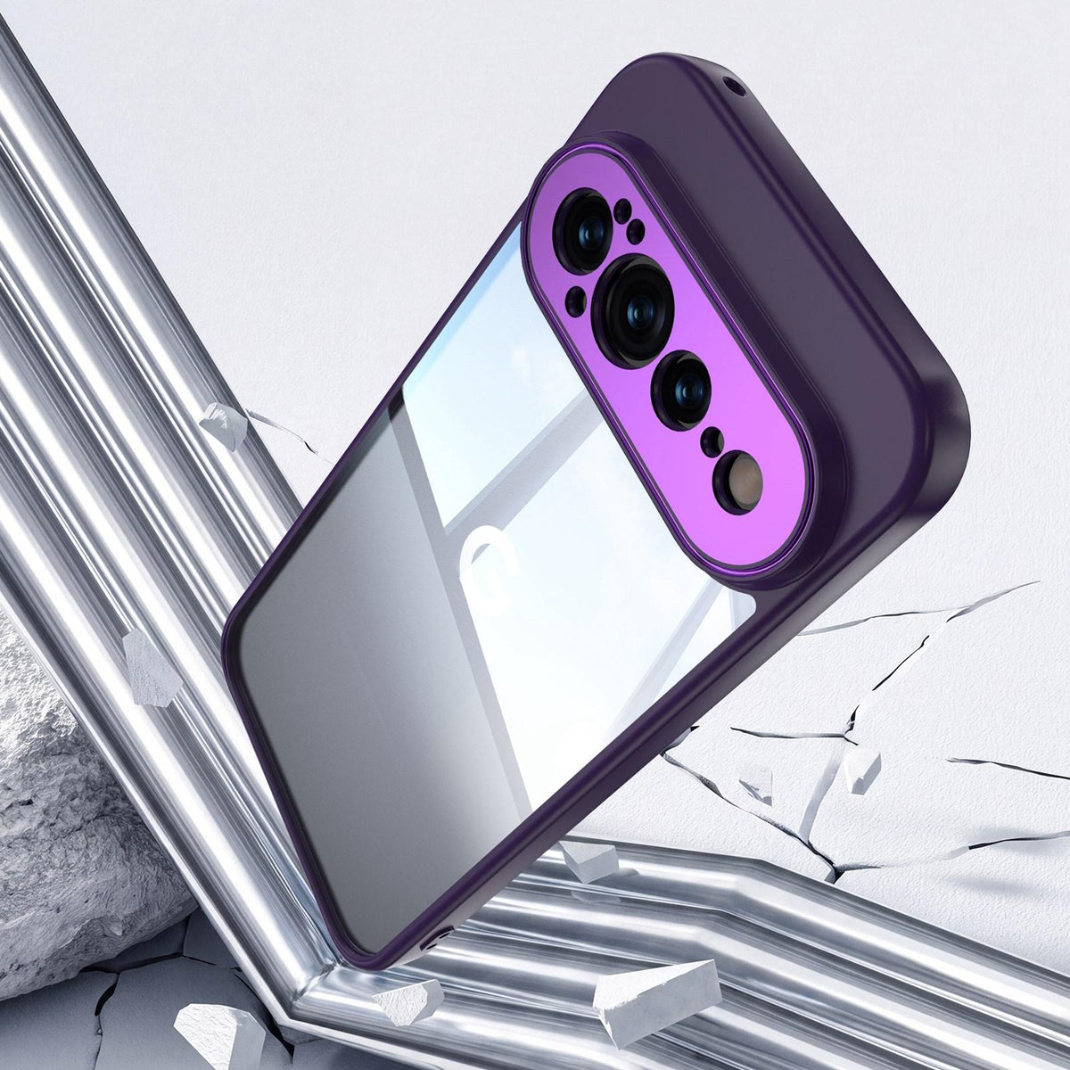 For Google Pixel 11 Pro Acrylic Hybrid TPU Armor Shockproof Phone Case - Purple - EDA006560607F
