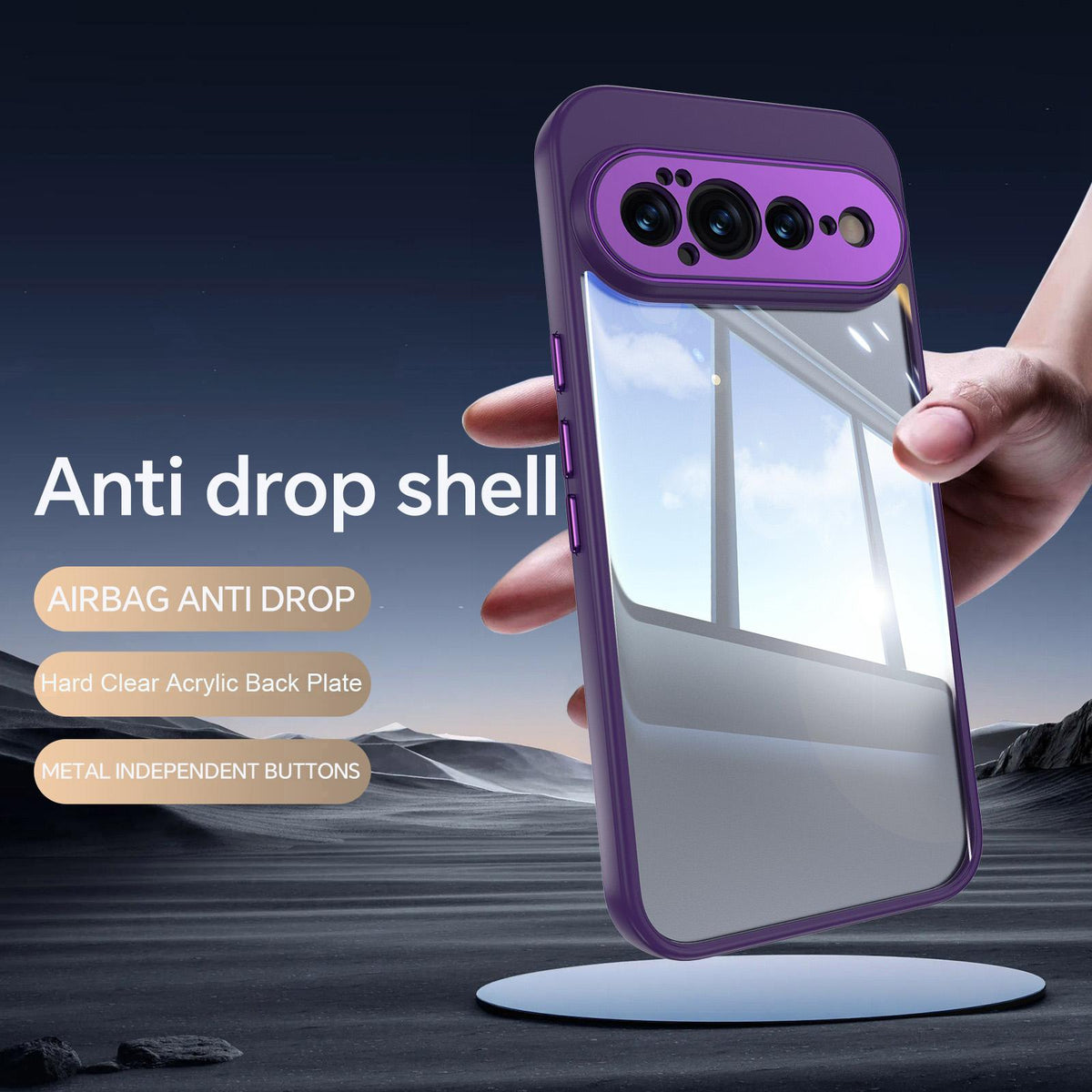 For Google Pixel 11 Pro Acrylic Hybrid TPU Armor Shockproof Phone Case - Purple - EDA006560607F