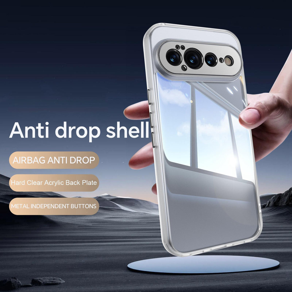 For Google Pixel 11 Pro Acrylic Hybrid TPU Armor Shockproof Phone Case - Transparent - EDA006560607G