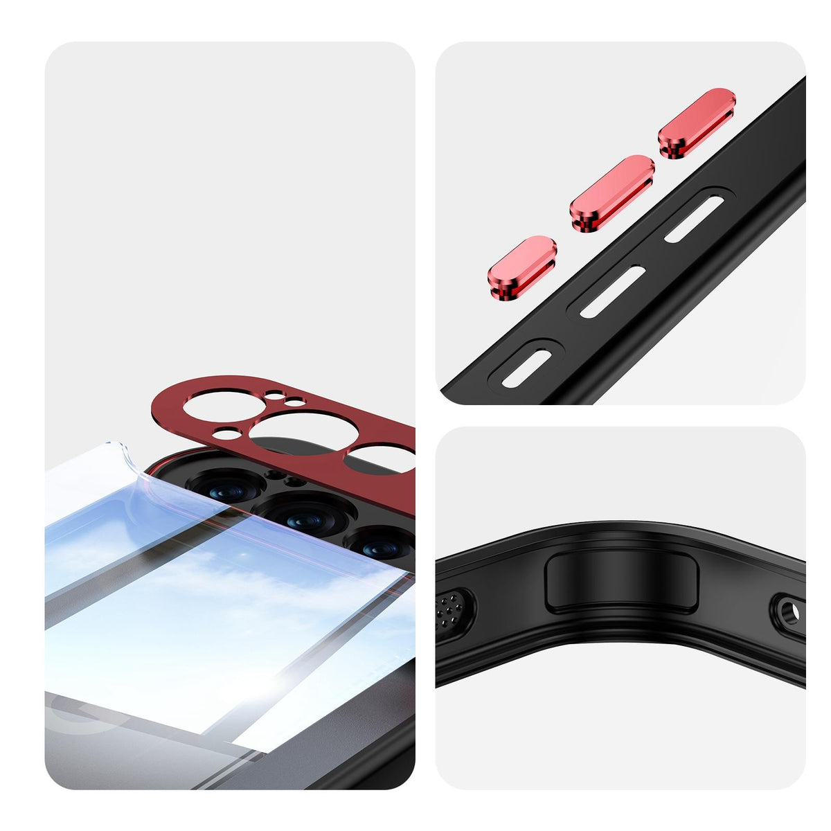 For Google Pixel 11 Pro XL Acrylic Hybrid TPU Armor Shockproof Phone Case - Black Red - EDA006560608B