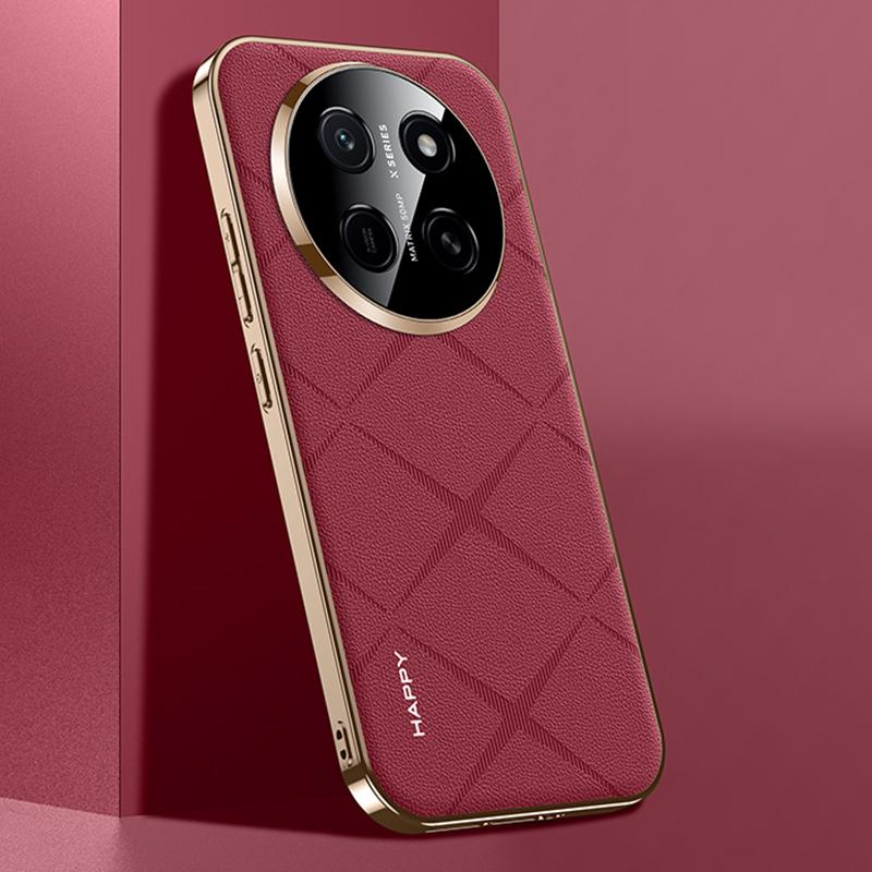 For Honor X80 Pro Max 5G Plain Leather PC Phone Case - Wine Red - EDA006560919D