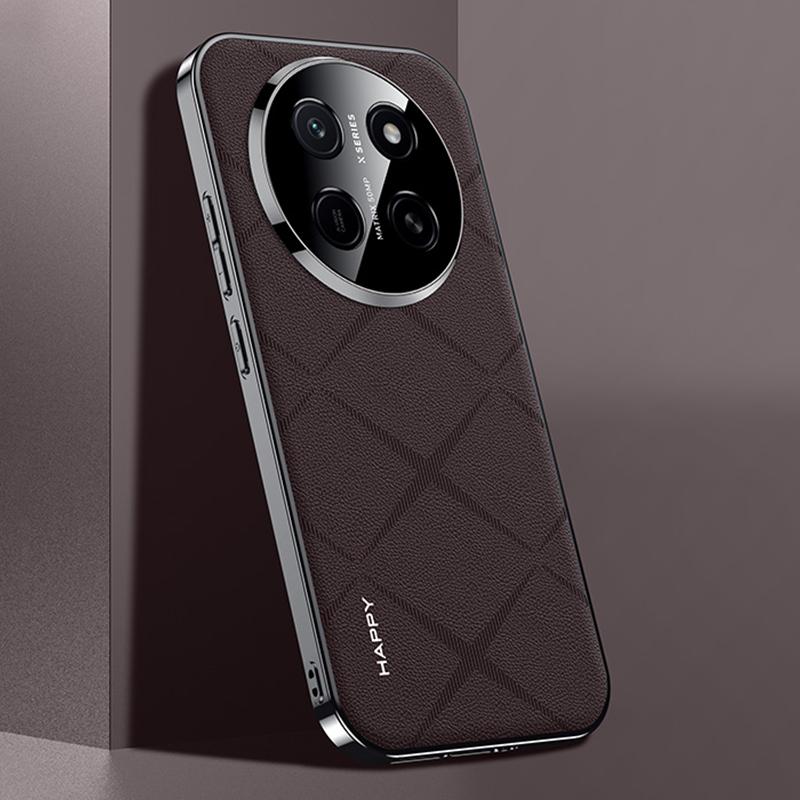 For Honor X80 Pro Max 5G Plain Leather PC Phone Case - Brown - EDA006560919E