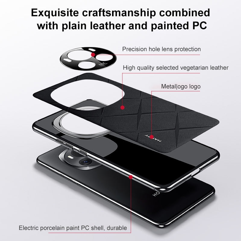 For Honor X80 Pro Max 5G Plain Leather PC Phone Case - Black - EDA006560919A