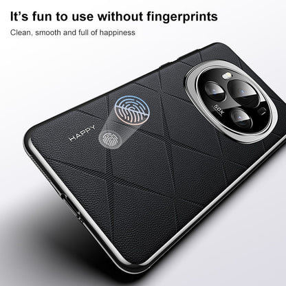 For Honor X80 Pro Max 5G Plain Leather PC Phone Case - Black - EDA006560919A