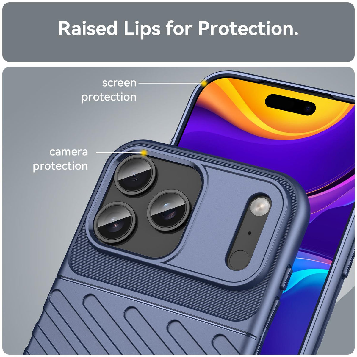 For iPhone 18 Pro Max Thunderbolt Shockproof Soft TPU Phone Case - Blue - EDA006566112A