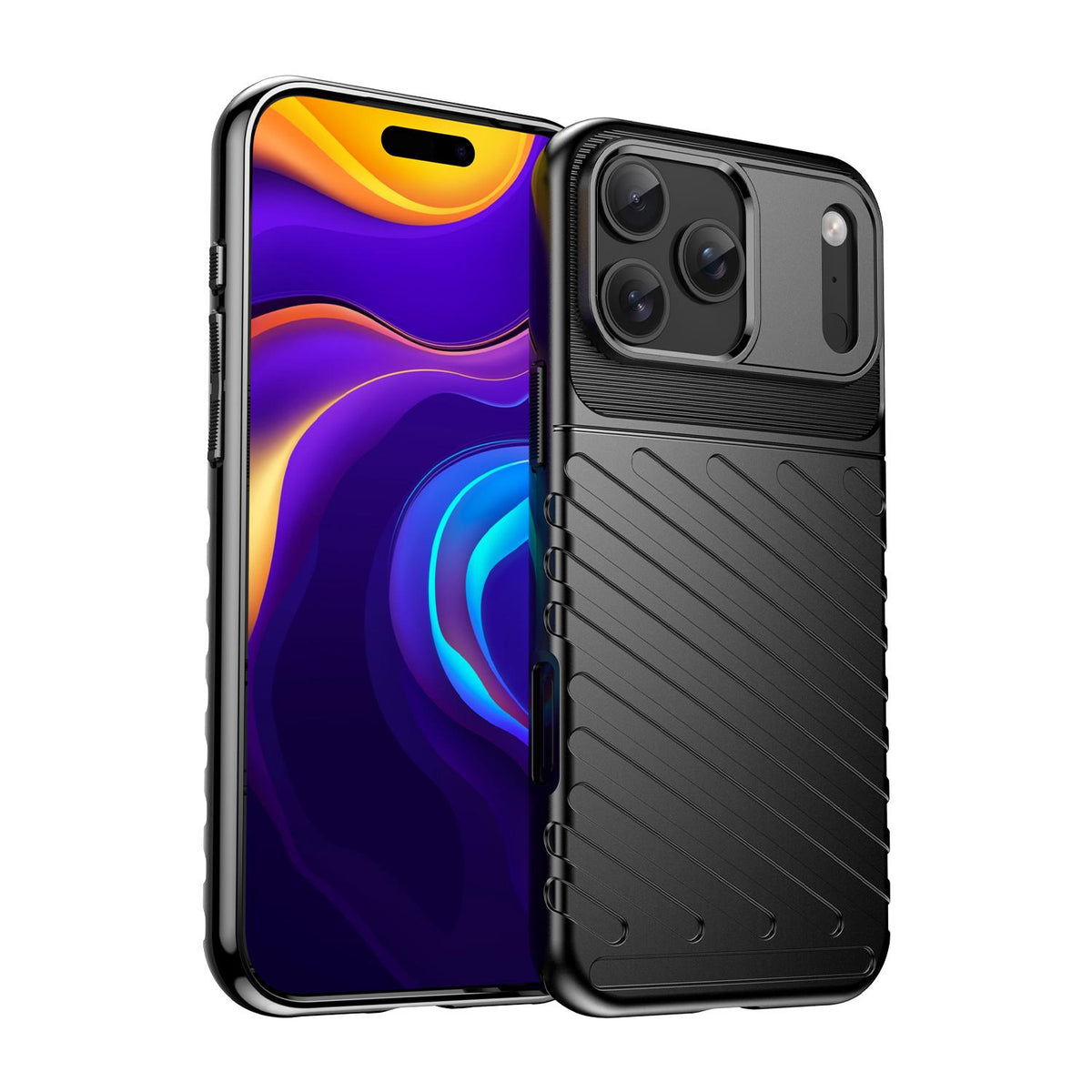 For iPhone 18 Pro Max Thunderbolt Shockproof Soft TPU Phone Case - Black - EDA006566112B