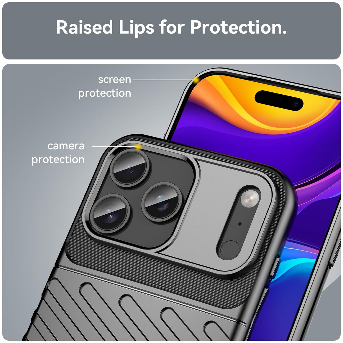 For iPhone 18 Pro Max Thunderbolt Shockproof Soft TPU Phone Case - Black - EDA006566112B