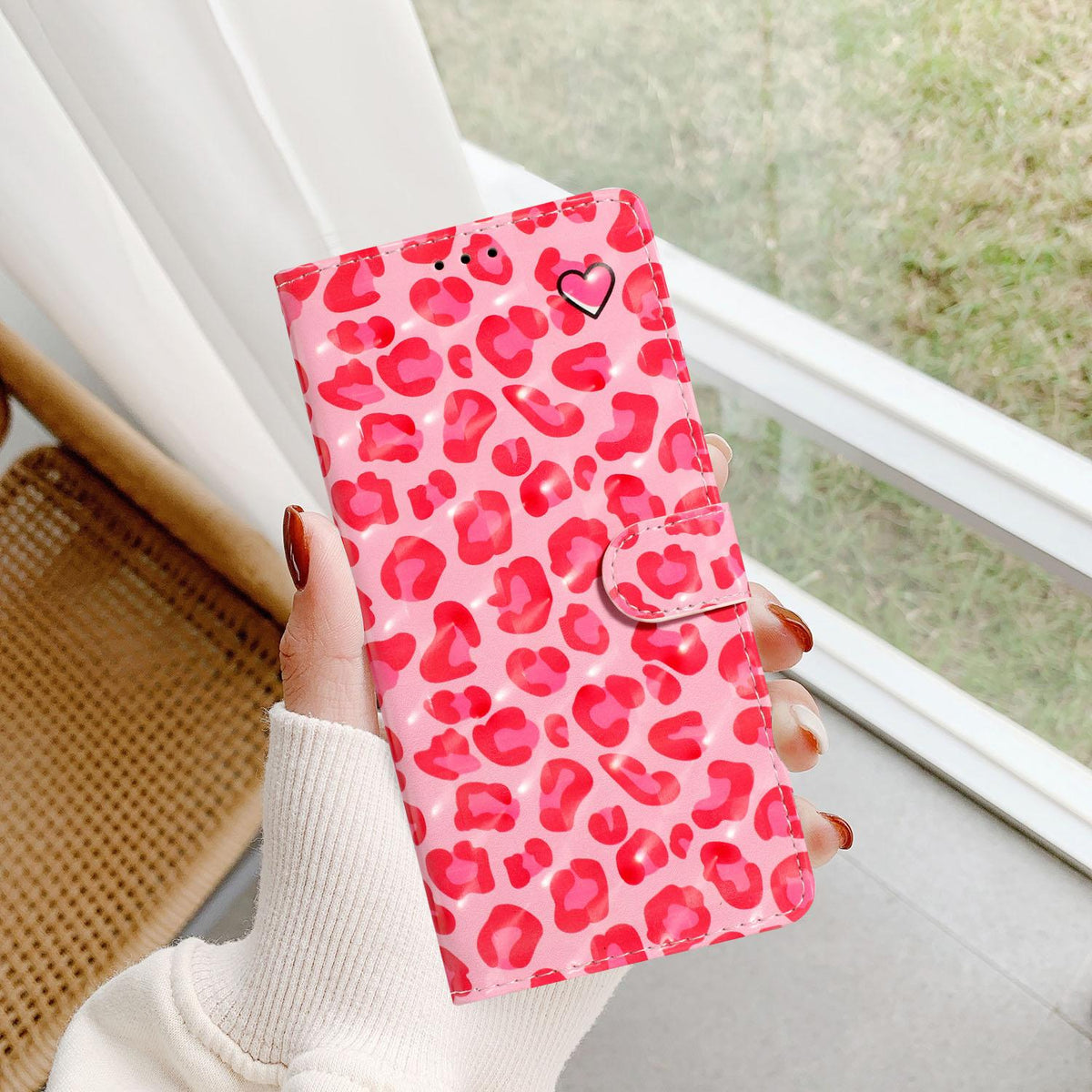 For iPhone 18 Pro Max 3D Pattern Leather Phone Case - Pink Leopard Print - EDA006578305C