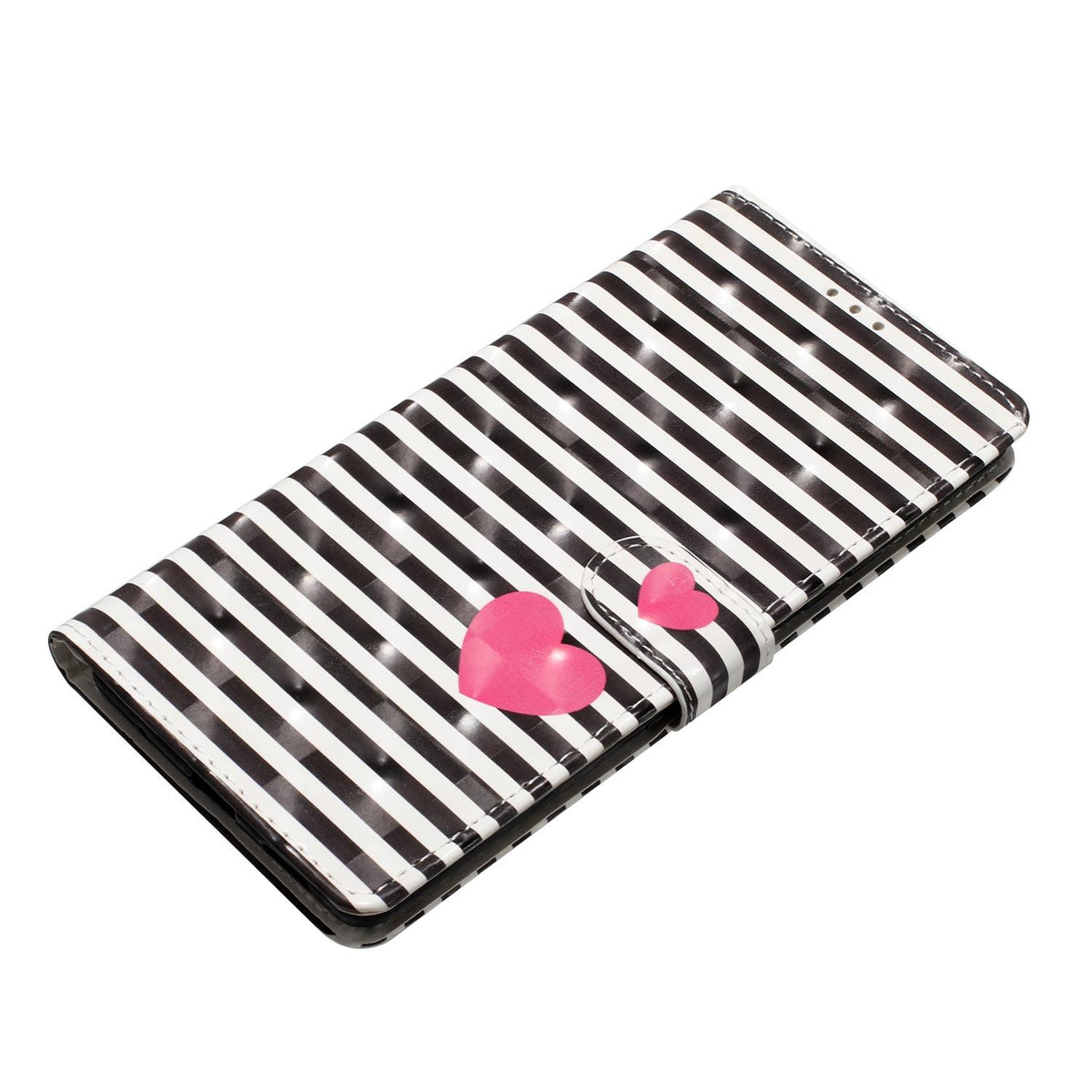 For iPhone 18 Pro Max 3D Pattern Leather Phone Case - Striped Heart - EDA006578305D