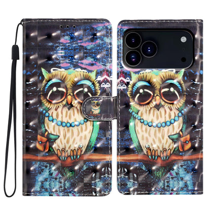 For iPhone 18 Pro Max 3D Pattern Leather Phone Case - Big-eyed owl - EDA006578305E