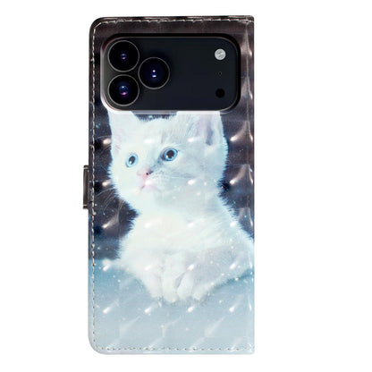For iPhone 18 Pro Max 3D Pattern Leather Phone Case - White Cat - EDA006578305G