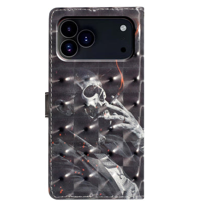 For iPhone 18 Pro Max 3D Pattern Leather Phone Case - Skull - EDA006578305H