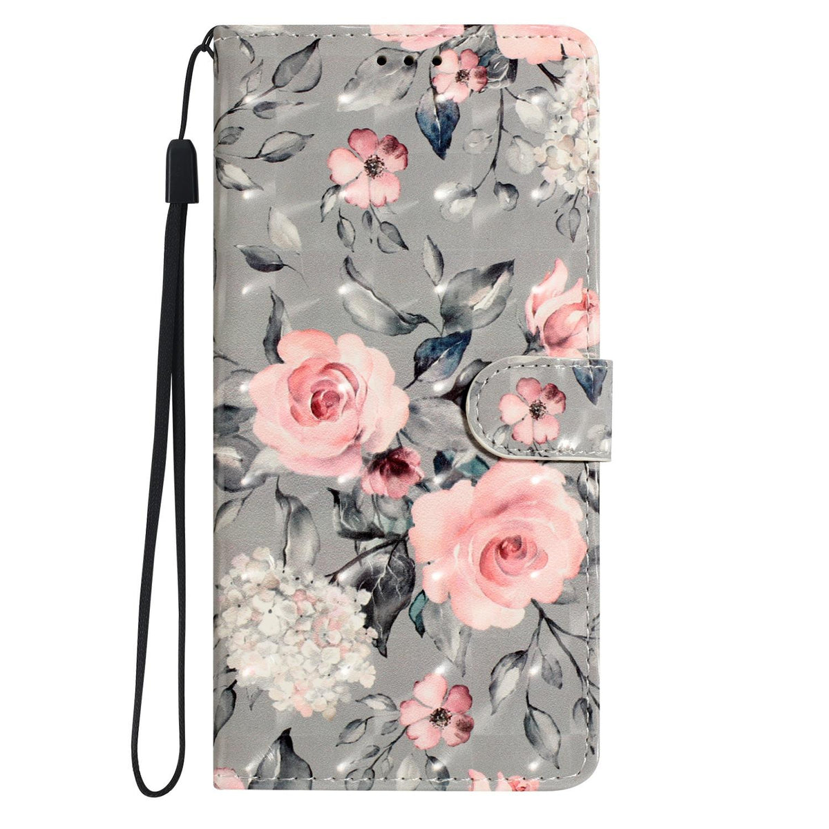 For iPhone 18 Pro Max 3D Pattern Leather Phone Case - Gray Base Flower - EDA006578305I