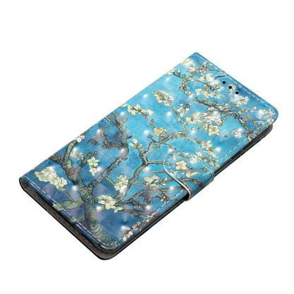 For iPhone 18 Pro Max 3D Pattern Leather Phone Case - Blue Base Apricot Flower - EDA006578305J