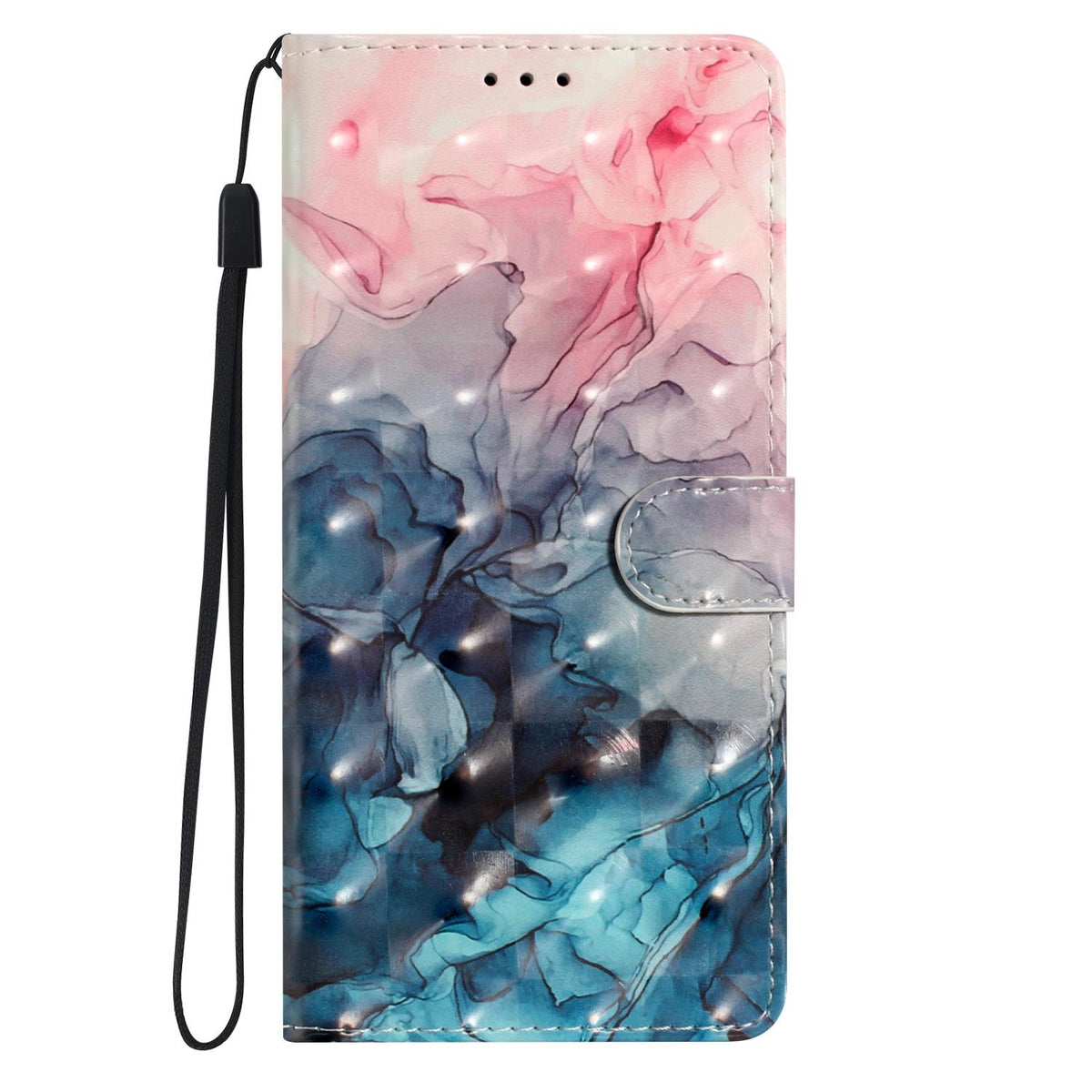 For iPhone 18 Pro 3D Pattern Leather Phone Case - 3D Pink Blue Marble - EDA006578306A