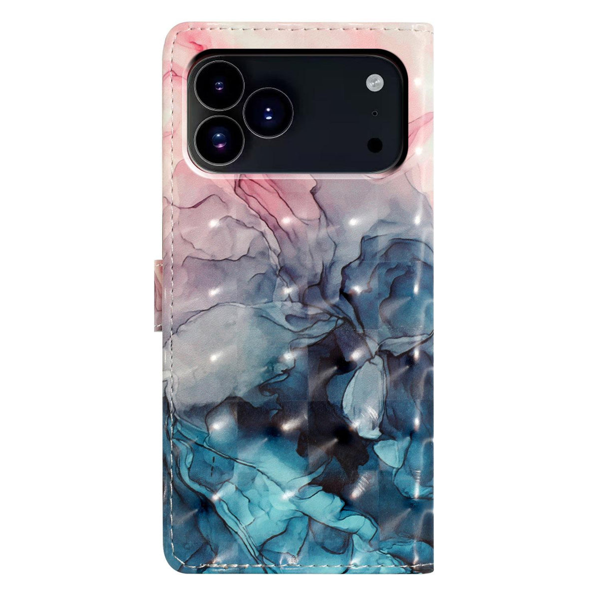 For iPhone 18 Pro 3D Pattern Leather Phone Case - 3D Pink Blue Marble - EDA006578306A