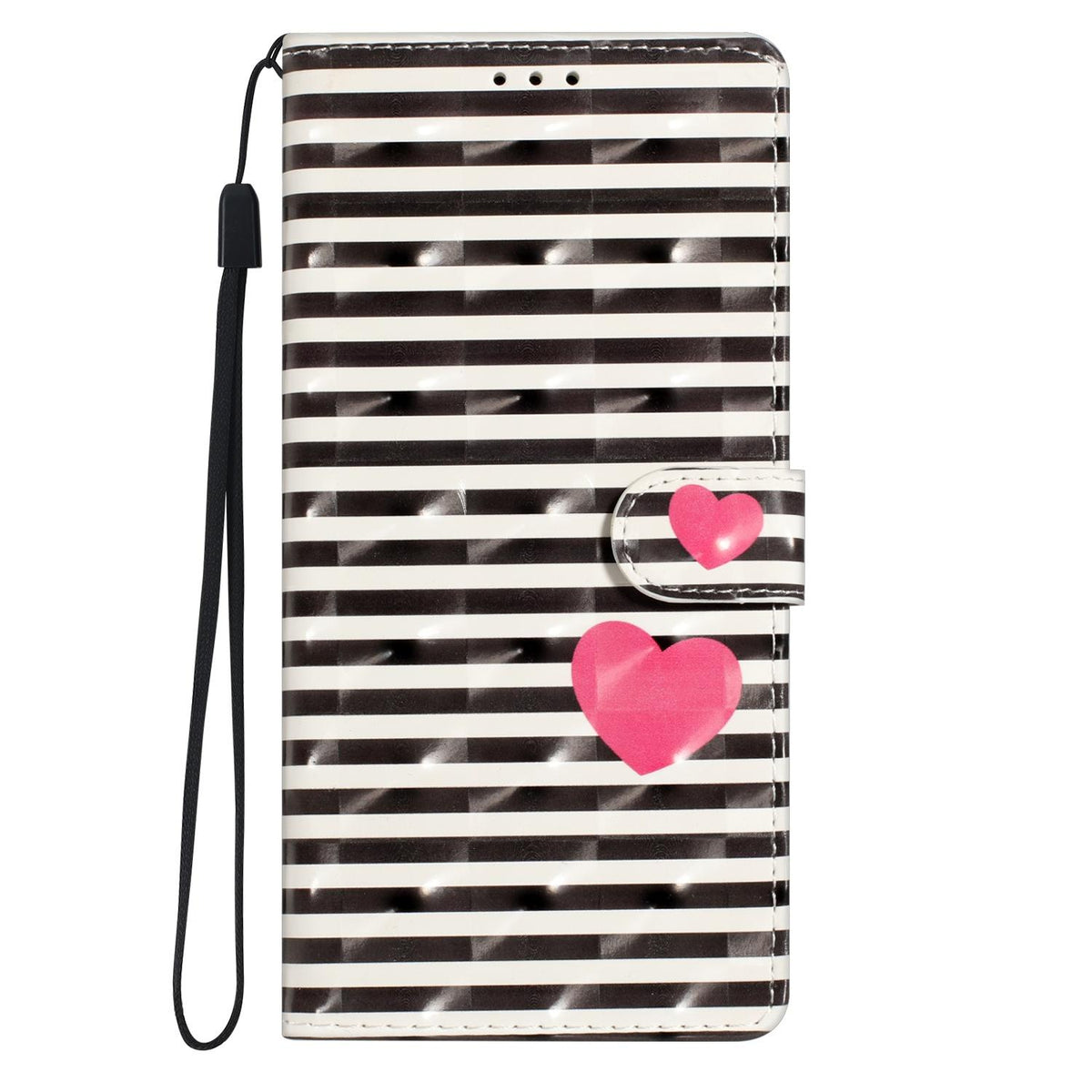 For iPhone 18 Pro 3D Pattern Leather Phone Case - Striped Heart - EDA006578306D