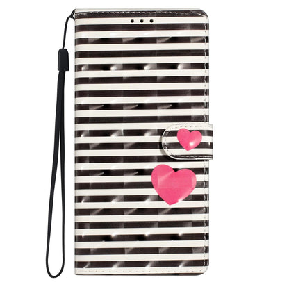 For iPhone 18 Pro 3D Pattern Leather Phone Case - Striped Heart - EDA006578306D