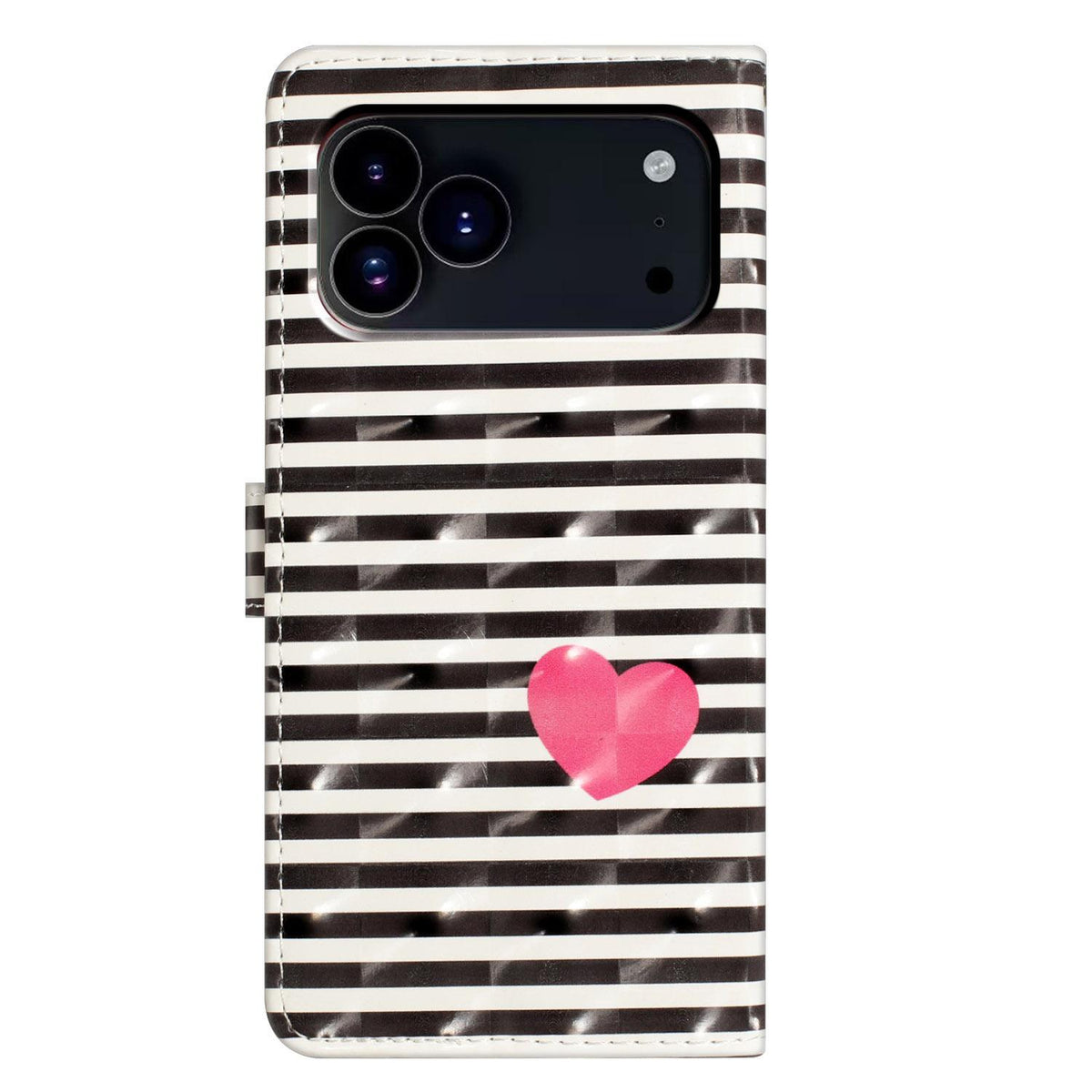 For iPhone 18 Pro 3D Pattern Leather Phone Case - Striped Heart - EDA006578306D