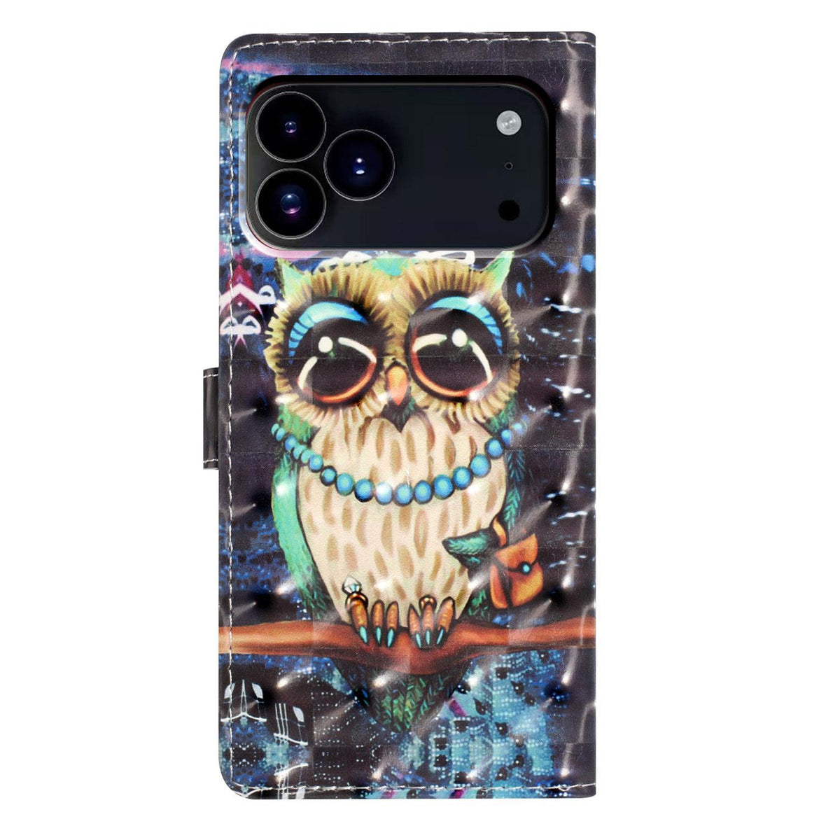 For iPhone 18 Pro 3D Pattern Leather Phone Case - Big-eyed owl - EDA006578306E