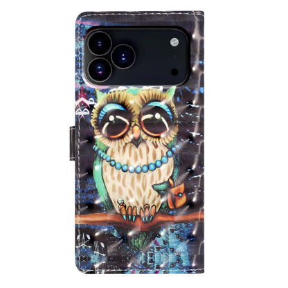 For iPhone 18 Pro 3D Pattern Leather Phone Case - Big-eyed owl - EDA006578306E