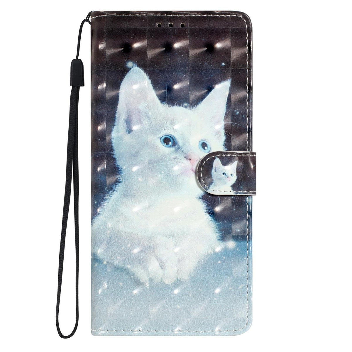 For iPhone 18 Pro 3D Pattern Leather Phone Case - White Cat - EDA006578306G